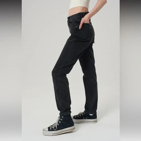 The Ragged Priest Butt Cut Black Mom Jeans High Waisted Pants Charcoal 26 - Picture 4 of 16